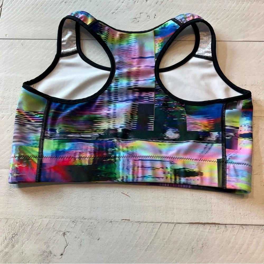 ECHELON Athletic Cycling Multicolor Vibrant Abstract Sports Bra Size Large - Picture 3 of 5